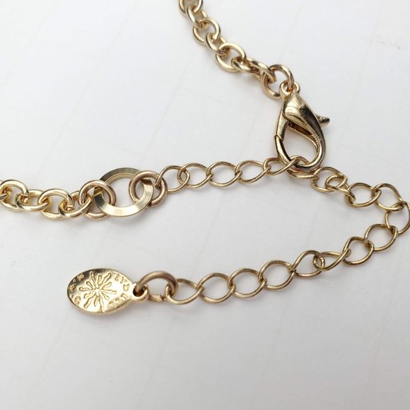 Lydell NYC Gold Tone & Aqua Blue Crystal Necklace - Picture 4 of 4